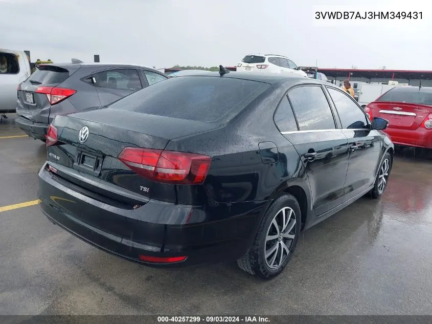 2017 Volkswagen Jetta 1.4T Se VIN: 3VWDB7AJ3HM349431 Lot: 40257299