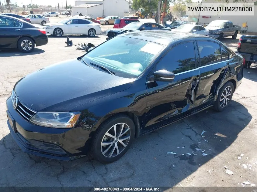 2017 Volkswagen Jetta 1.4T Se VIN: 3VWDB7AJ1HM228008 Lot: 40270043