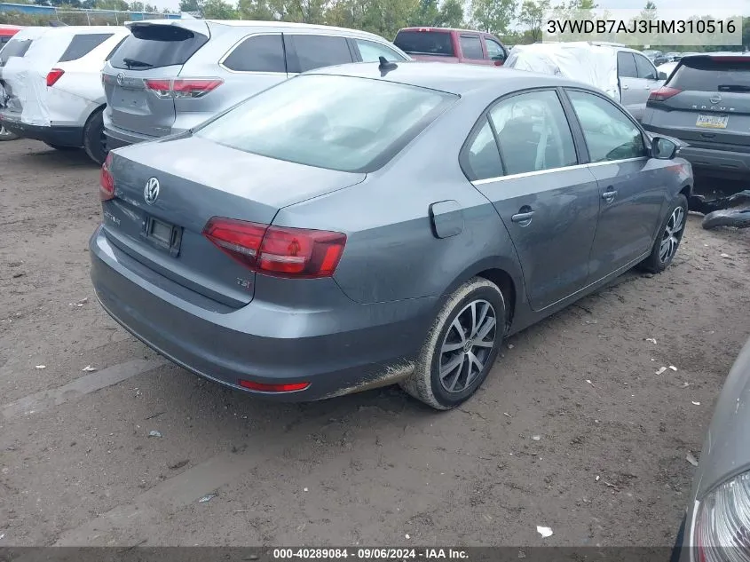 3VWDB7AJ3HM310516 2017 Volkswagen Jetta 1.4T Se