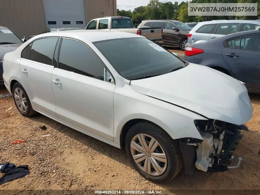 2017 Volkswagen Jetta 1.4T S VIN: 3VW2B7AJ0HM257569 Lot: 40293214