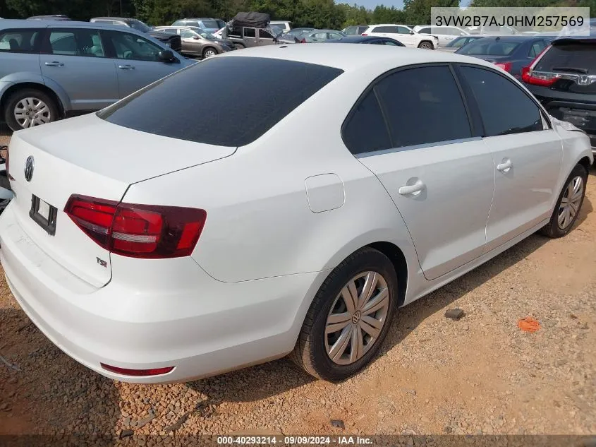 2017 Volkswagen Jetta 1.4T S VIN: 3VW2B7AJ0HM257569 Lot: 40293214