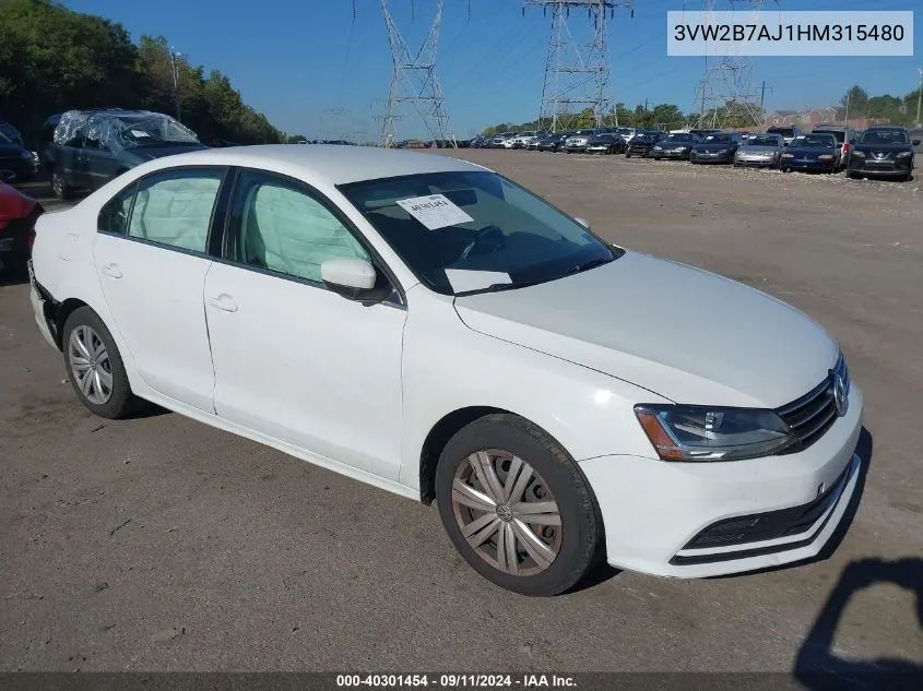 3VW2B7AJ1HM315480 2017 Volkswagen Jetta S