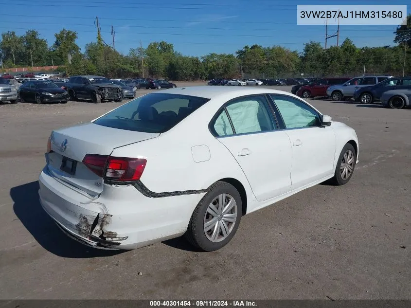 3VW2B7AJ1HM315480 2017 Volkswagen Jetta S