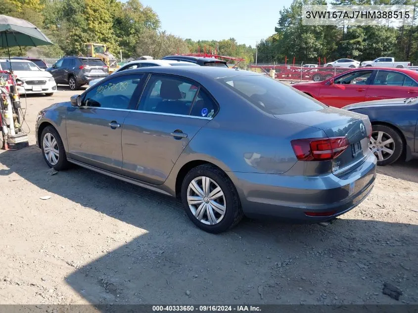 2017 Volkswagen Jetta 1.4T S VIN: 3VW167AJ7HM388515 Lot: 40333650