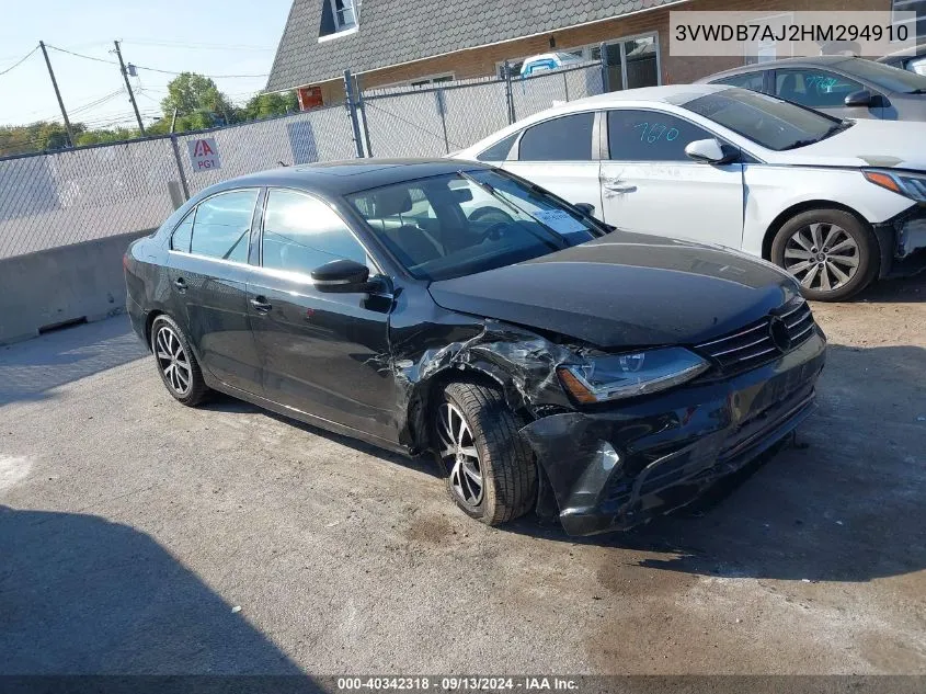 2017 Volkswagen Jetta 1.4T Se VIN: 3VWDB7AJ2HM294910 Lot: 40342318