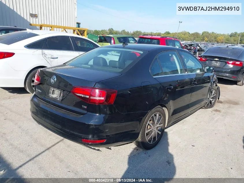 2017 Volkswagen Jetta 1.4T Se VIN: 3VWDB7AJ2HM294910 Lot: 40342318