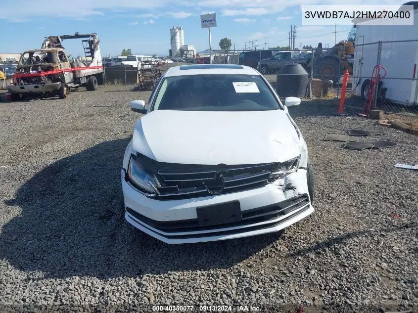 2017 Volkswagen Jetta 1.4T Se VIN: 3VWDB7AJ2HM270400 Lot: 40350077