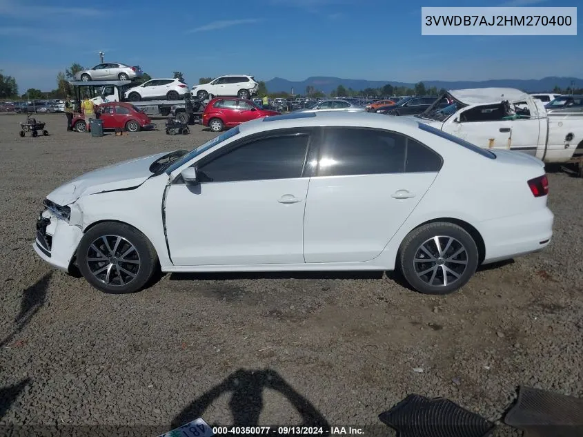 2017 Volkswagen Jetta 1.4T Se VIN: 3VWDB7AJ2HM270400 Lot: 40350077