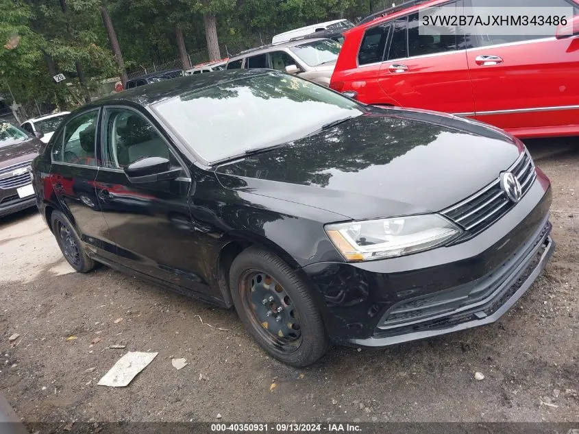 3VW2B7AJXHM343486 2017 Volkswagen Jetta 1.4T S