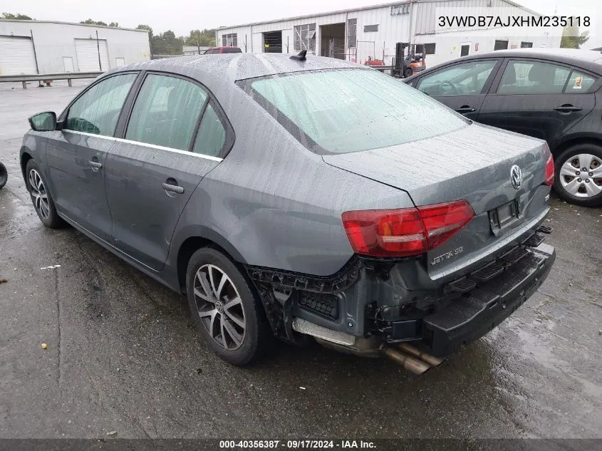 2017 Volkswagen Jetta Se VIN: 3VWDB7AJXHM235118 Lot: 40356387