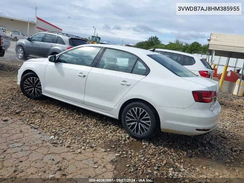 2017 Volkswagen Jetta 1.4T Se VIN: 3VWDB7AJ8HM385955 Lot: 40363897