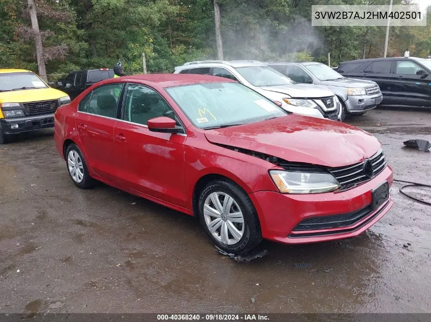 2017 Volkswagen Jetta 1.4T S VIN: 3VW2B7AJ2HM402501 Lot: 40368240