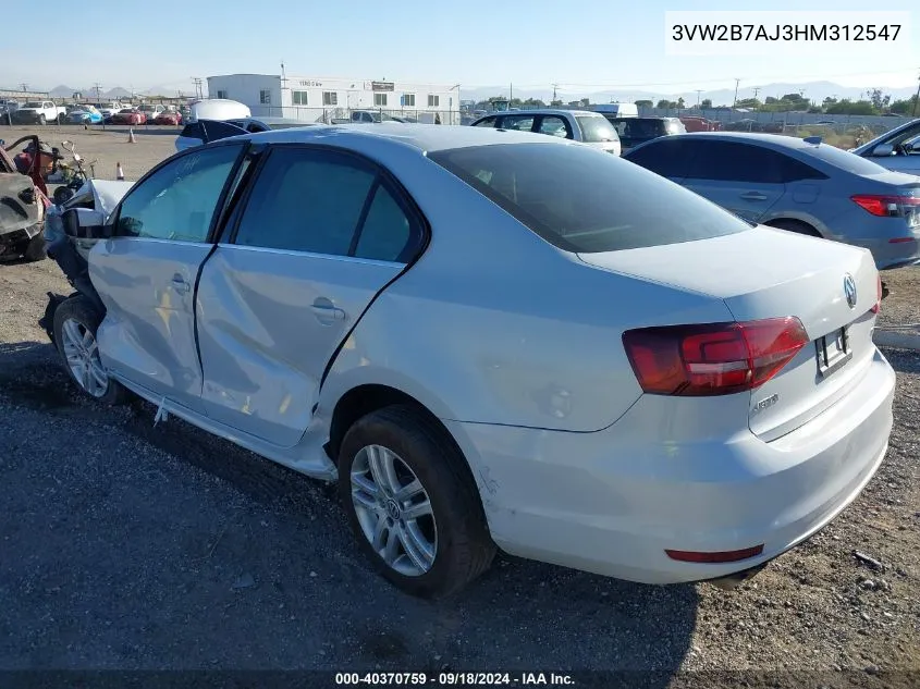 2017 Volkswagen Jetta 1.4T S VIN: 3VW2B7AJ3HM312547 Lot: 40370759