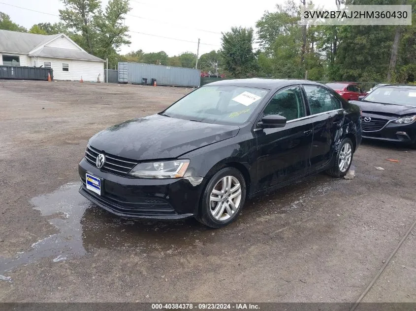 2017 Volkswagen Jetta 1.4T S VIN: 3VW2B7AJ2HM360430 Lot: 40384378