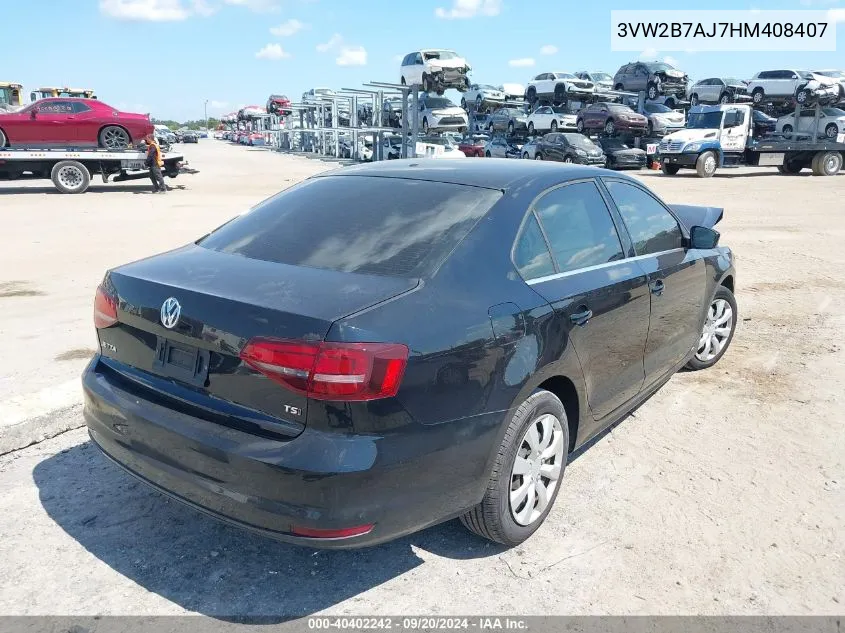 3VW2B7AJ7HM408407 2017 Volkswagen Jetta 1.4T S