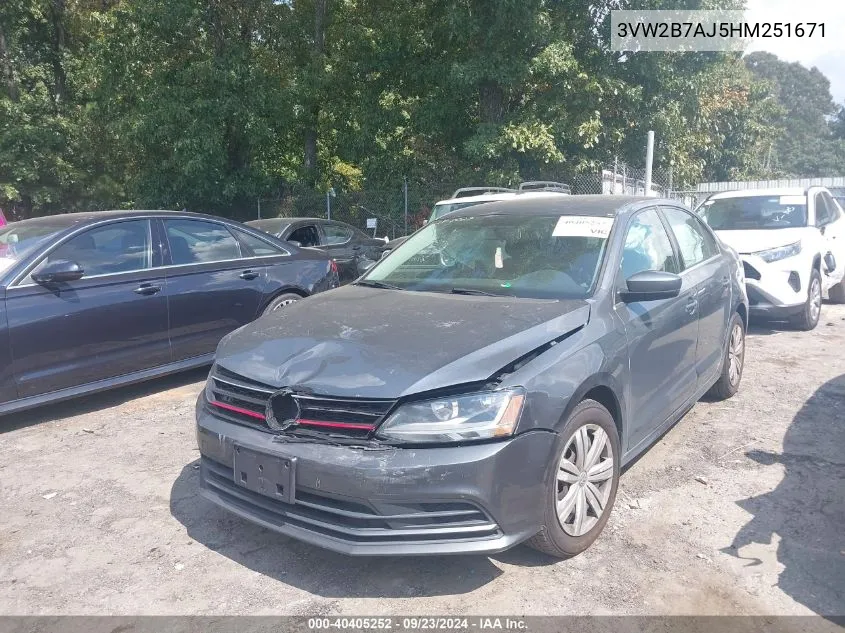 3VW2B7AJ5HM251671 2017 Volkswagen Jetta S