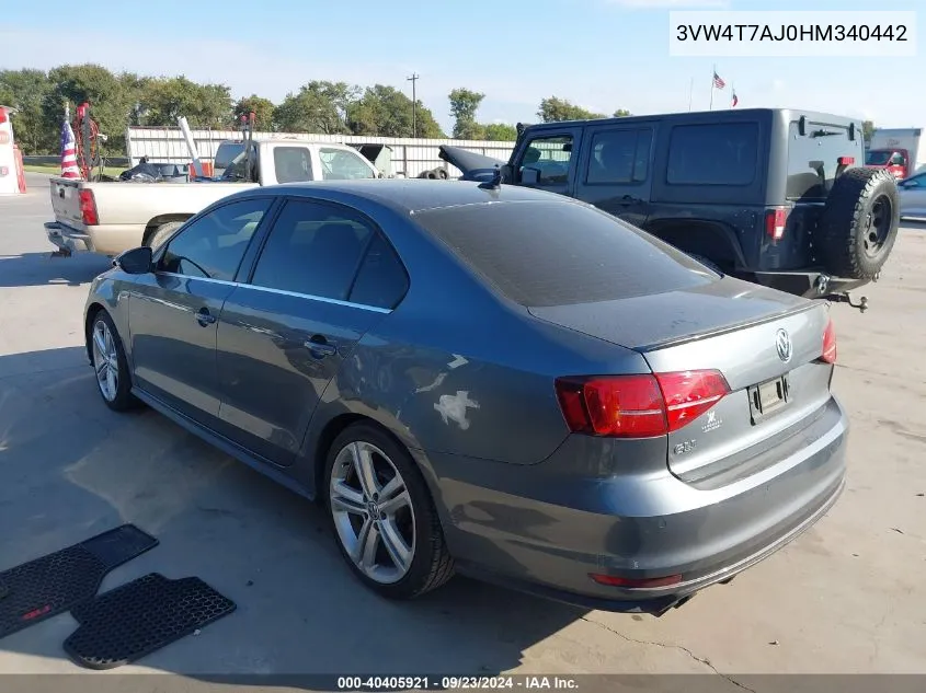 3VW4T7AJ0HM340442 2017 Volkswagen Jetta Gli