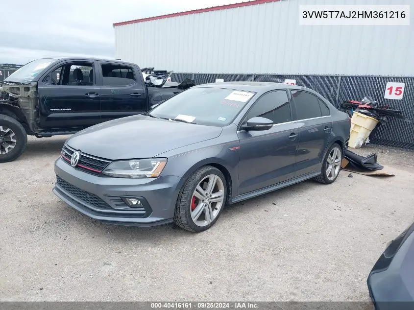 2017 Volkswagen Jetta Gli VIN: 3VW5T7AJ2HM361216 Lot: 40416161