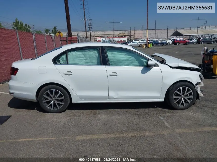 2017 Volkswagen Jetta Se VIN: 3VWDB7AJ2HM356631 Lot: 40417586