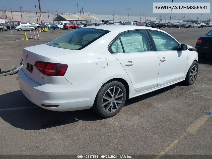 2017 Volkswagen Jetta Se VIN: 3VWDB7AJ2HM356631 Lot: 40417586