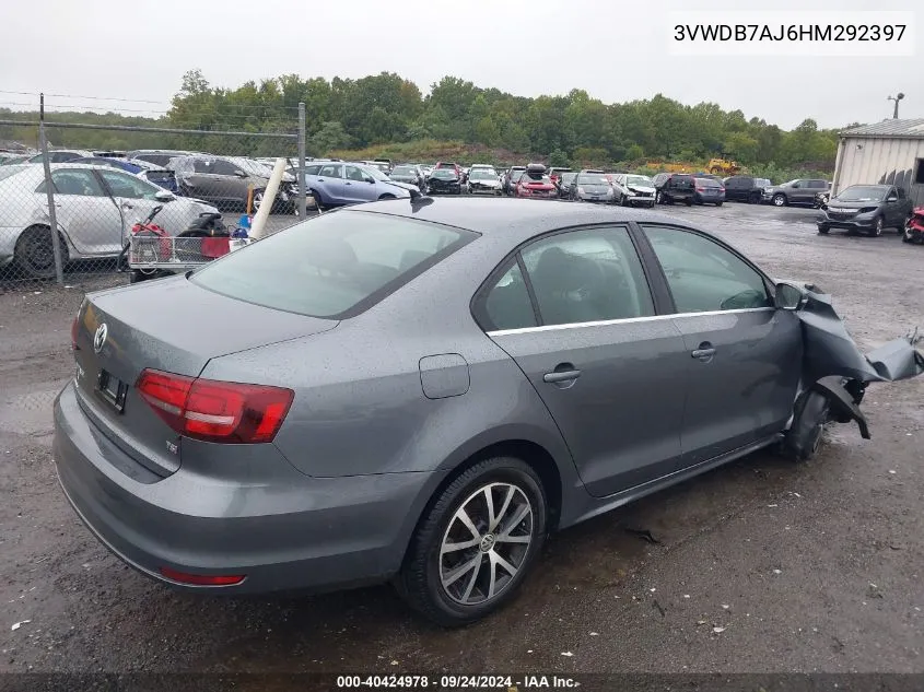 2017 Volkswagen Jetta 1.4T Se VIN: 3VWDB7AJ6HM292397 Lot: 40424978