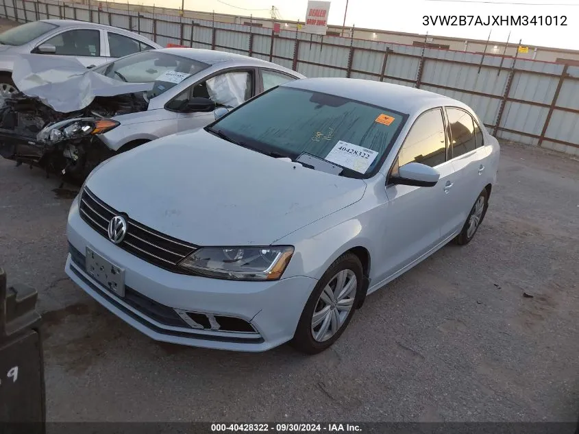 3VW2B7AJXHM341012 2017 Volkswagen Jetta S