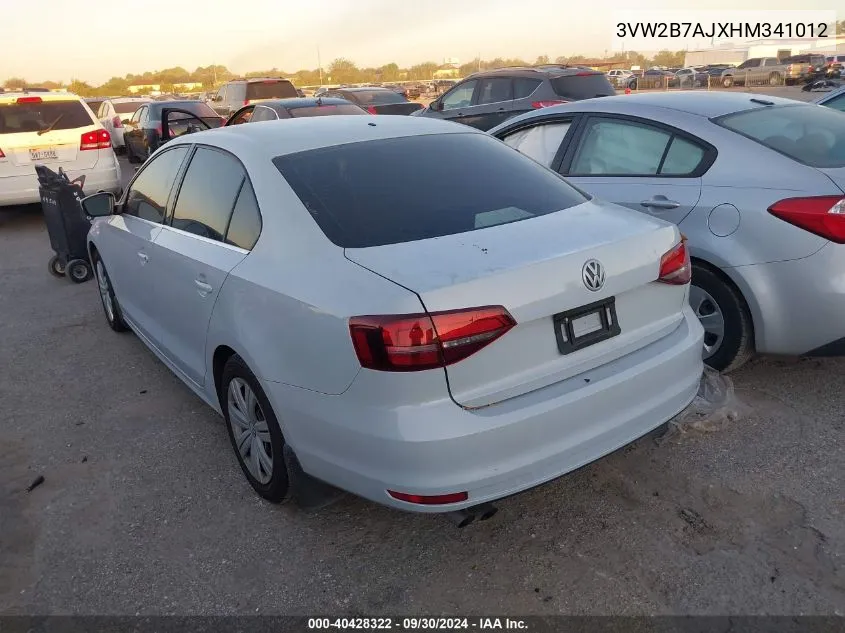 3VW2B7AJXHM341012 2017 Volkswagen Jetta S