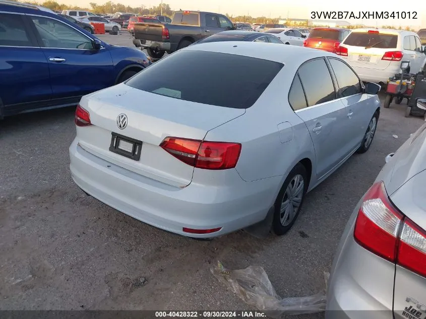 3VW2B7AJXHM341012 2017 Volkswagen Jetta S