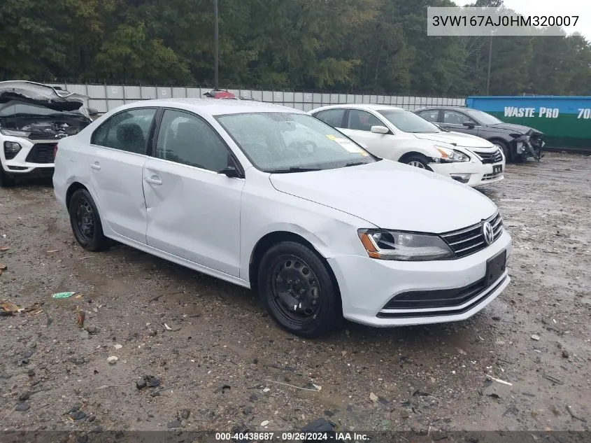 2017 Volkswagen Jetta 1.4T S VIN: 3VW167AJ0HM320007 Lot: 40438687