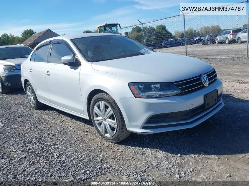 2017 Volkswagen Jetta 1.4T S VIN: 3VW2B7AJ3HM374787 Lot: 40439134