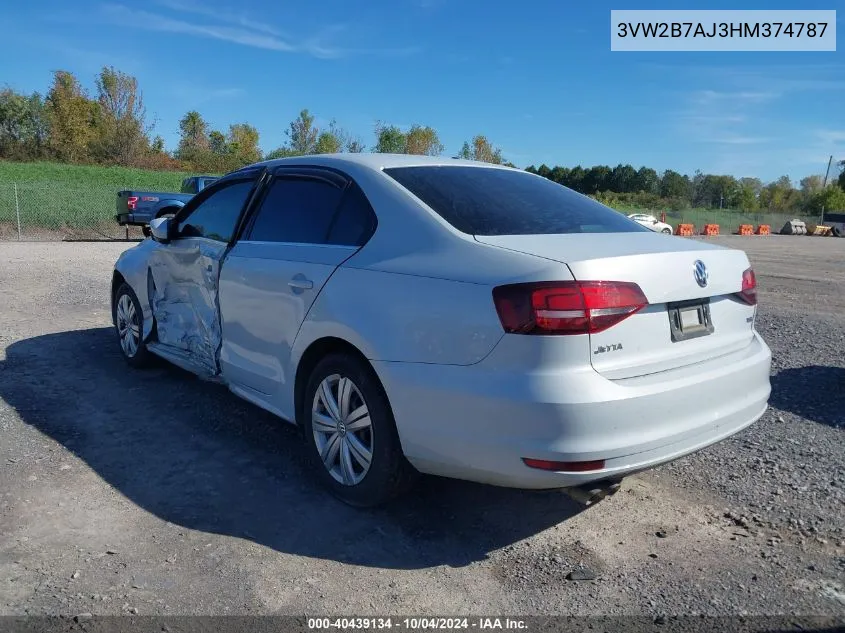 2017 Volkswagen Jetta 1.4T S VIN: 3VW2B7AJ3HM374787 Lot: 40439134