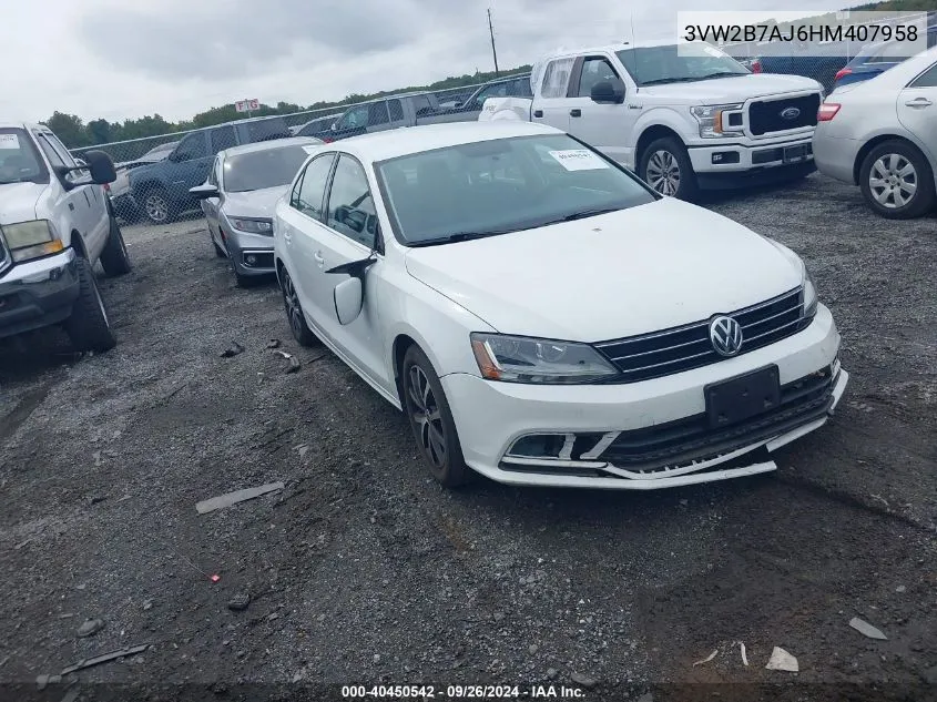 2017 Volkswagen Jetta 1.4T S VIN: 3VW2B7AJ6HM407958 Lot: 40450542