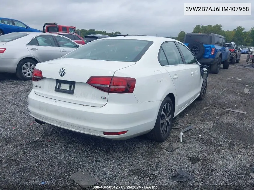 2017 Volkswagen Jetta 1.4T S VIN: 3VW2B7AJ6HM407958 Lot: 40450542