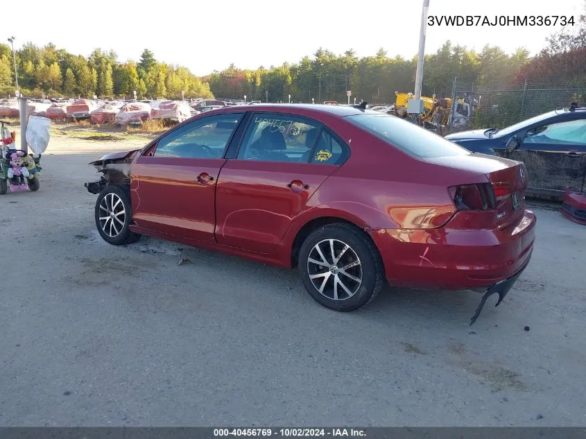 2017 Volkswagen Jetta 1.4T Se VIN: 3VWDB7AJ0HM336734 Lot: 40456769