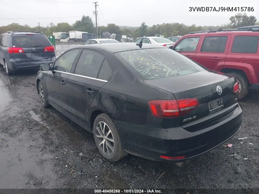 2017 Volkswagen Jetta Se VIN: 3VWDB7AJ9HM415786 Lot: 40458268