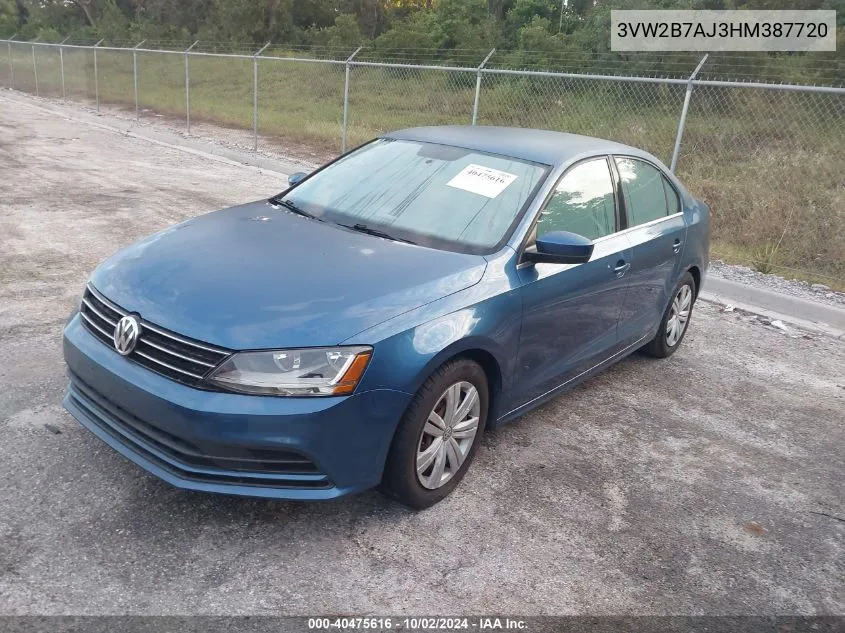 2017 Volkswagen Jetta 1.4T S VIN: 3VW2B7AJ3HM387720 Lot: 40475616