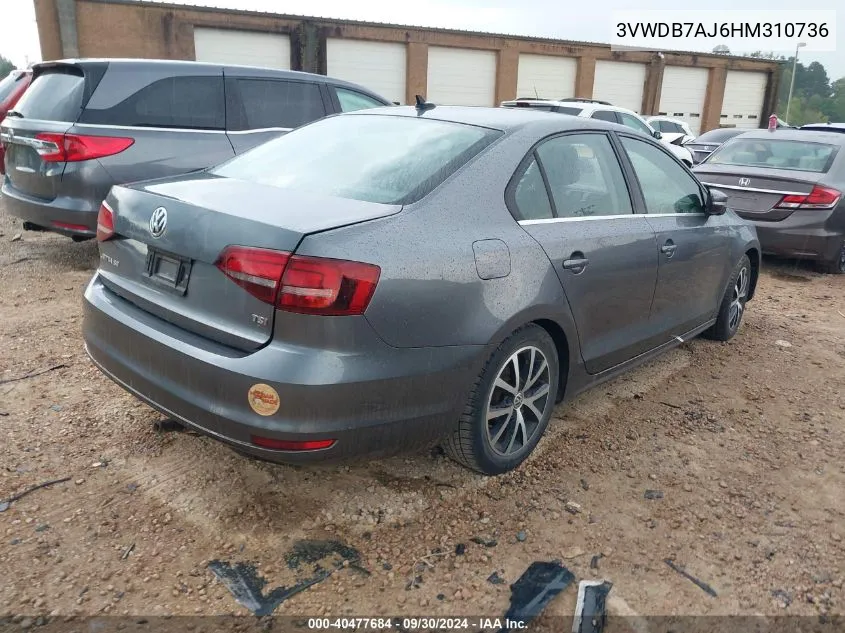 2017 Volkswagen Jetta 1.4T Se VIN: 3VWDB7AJ6HM310736 Lot: 40477684