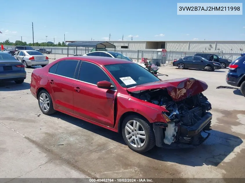 2017 Volkswagen Jetta 1.4T S VIN: 3VW2B7AJ2HM211998 Lot: 40482764