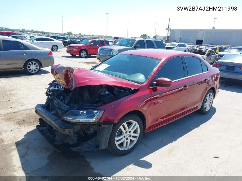 2017 Volkswagen Jetta 1.4T S VIN: 3VW2B7AJ2HM211998 Lot: 40482764