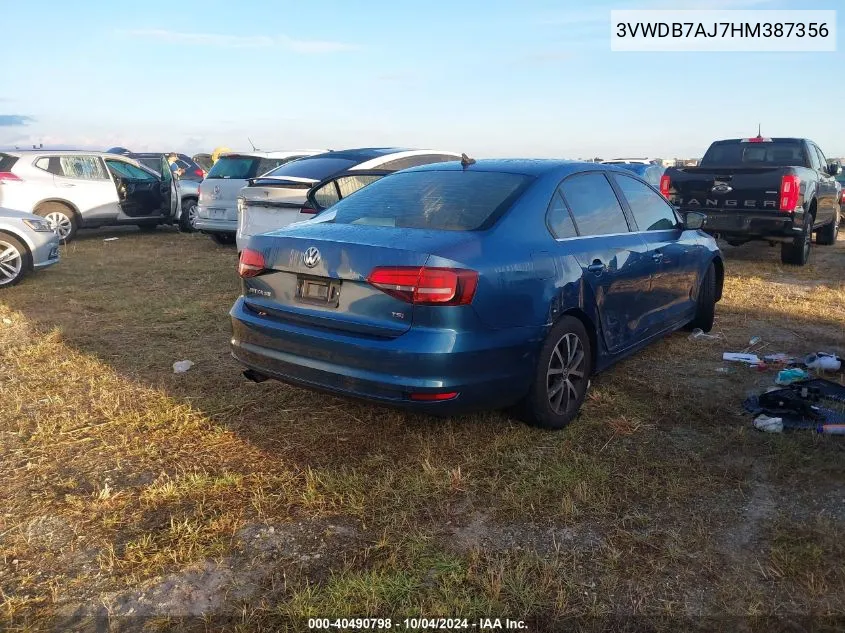 2017 Volkswagen Jetta 1.4T Se VIN: 3VWDB7AJ7HM387356 Lot: 40490798