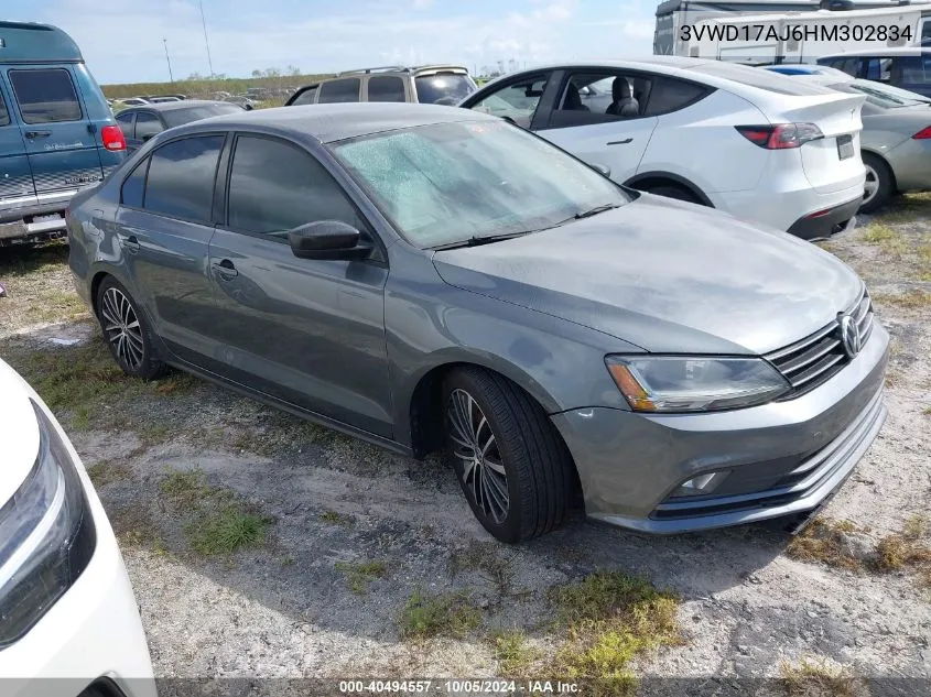 2017 Volkswagen Jetta Sport VIN: 3VWD17AJ6HM302834 Lot: 40494557