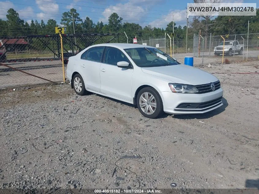 3VW2B7AJ4HM302478 2017 Volkswagen Jetta 1.4T S