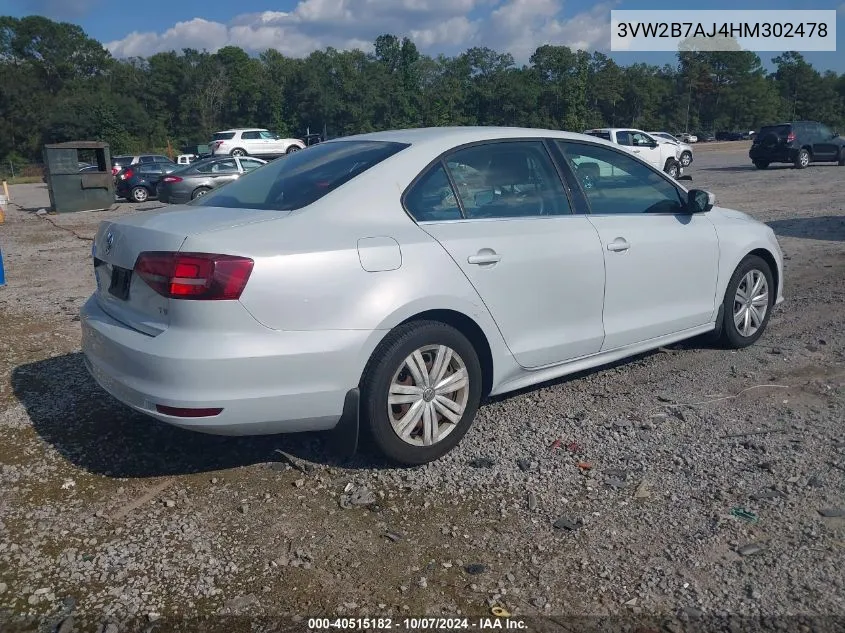 3VW2B7AJ4HM302478 2017 Volkswagen Jetta 1.4T S