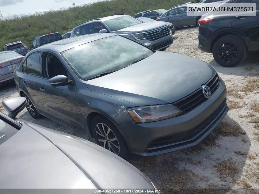 2017 Volkswagen Jetta 1.4T Se VIN: 3VWDB7AJ6HM375571 Lot: 40527260