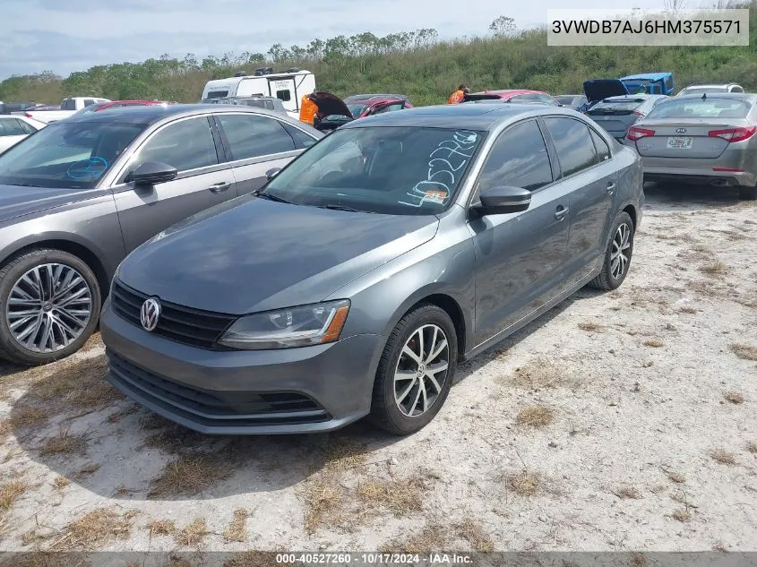 2017 Volkswagen Jetta 1.4T Se VIN: 3VWDB7AJ6HM375571 Lot: 40527260