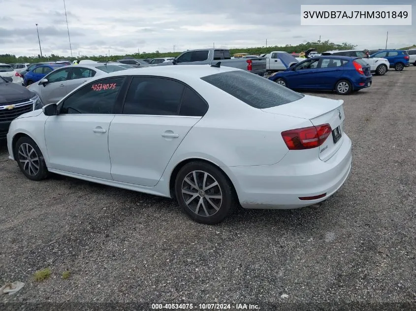 3VWDB7AJ7HM301849 2017 Volkswagen Jetta Se