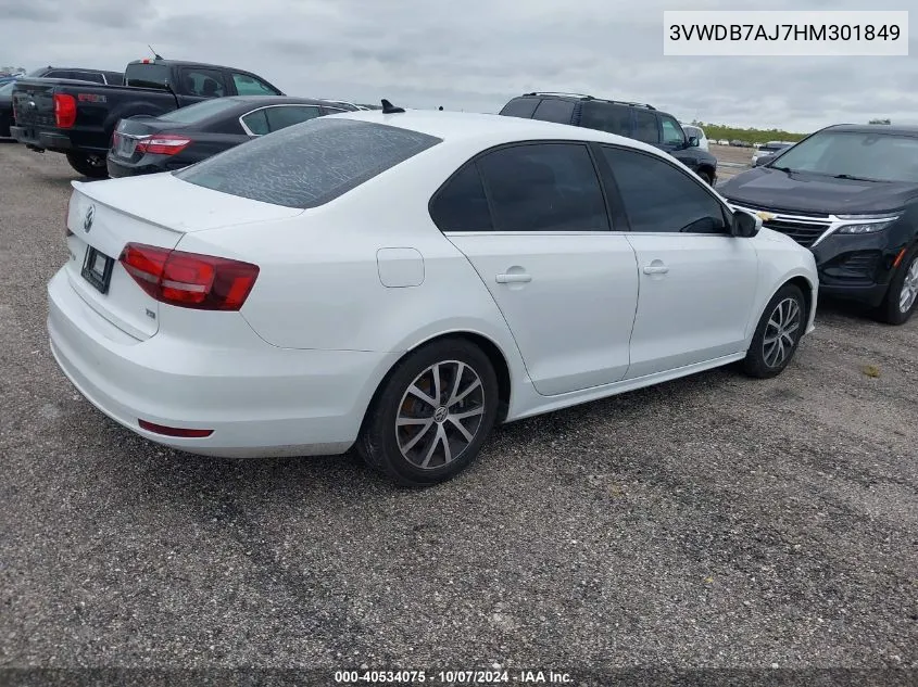 2017 Volkswagen Jetta Se VIN: 3VWDB7AJ7HM301849 Lot: 40534075