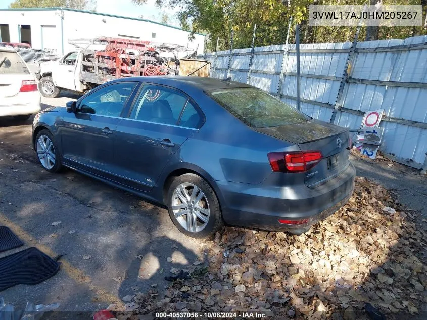 2017 Volkswagen Jetta Sel/Sel Premium VIN: 3VWL17AJ0HM205267 Lot: 40537056