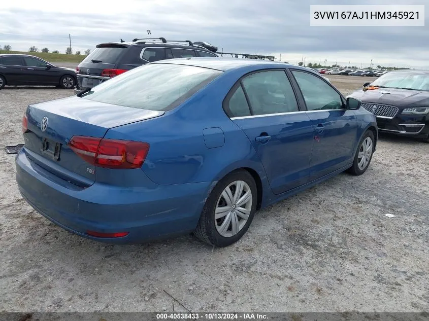 2017 Volkswagen Jetta 1.4T S VIN: 3VW167AJ1HM345921 Lot: 40538433