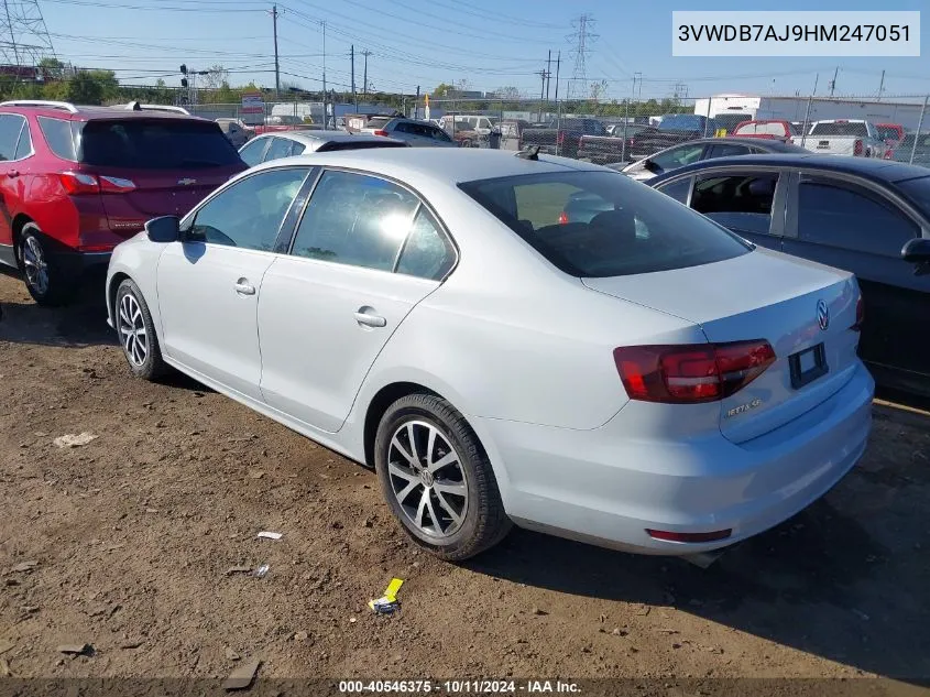 2017 Volkswagen Jetta 1.4T Se VIN: 3VWDB7AJ9HM247051 Lot: 40546375